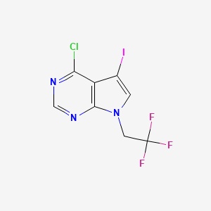molecular formula C8H4ClF3IN3 B8201077 4-Chloro-5-iodo-7-(2,2,2-trifluoroethyl)-7H-pyrrolo[2,3-d]pyrimidine 