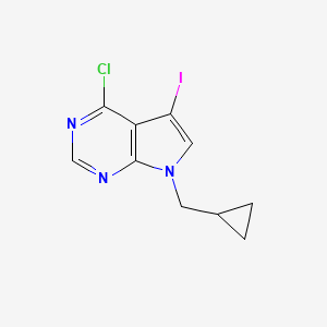 molecular formula C10H9ClIN3 B8201100 4-Chloro-7-cyclopropylmethyl-5-iodo-7H-pyrrolo[2,3-d]pyrimidine 