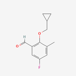 molecular formula C12H13FO2 B8201123 2-(Cyclopropylmethoxy)-5-fluoro-3-methylbenzaldehyde 