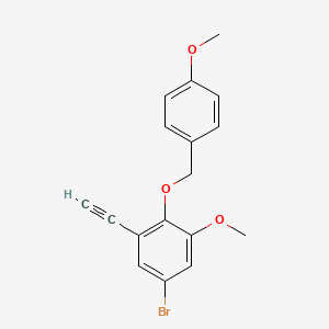 molecular formula C17H15BrO3 B8201224 5-Bromo-1-ethynyl-3-methoxy-2-((4-methoxybenzyl)oxy)benzene 