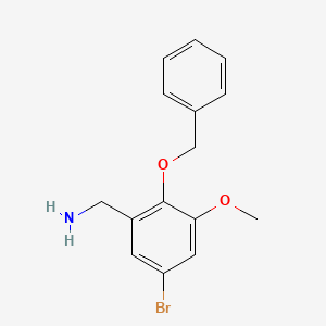 molecular formula C15H16BrNO2 B8201225 (2-(Benzyloxy)-5-bromo-3-methoxyphenyl)methanamine 