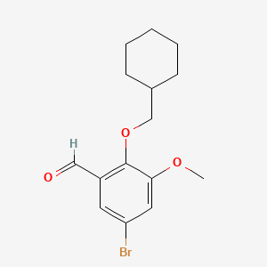 molecular formula C15H19BrO3 B8201229 5-Bromo-2-(cyclohexylmethoxy)-3-methoxybenzaldehyde 