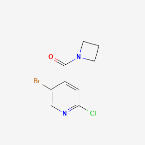 molecular formula C9H8BrClN2O B8201273 4-(Azetidine-1-carbonyl)-5-bromo-2-chloropyridine 