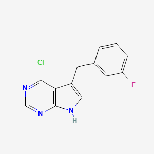 molecular formula C13H9ClFN3 B8201288 4-Chloro-5-(3-fluorobenzyl)-7H-pyrrolo[2,3-d]pyrimidine 