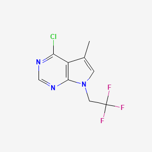 molecular formula C9H7ClF3N3 B8201291 4-Chloro-5-methyl-7-(2,2,2-trifluoroethyl)-7H-pyrrolo[2,3-d]pyrimidine 