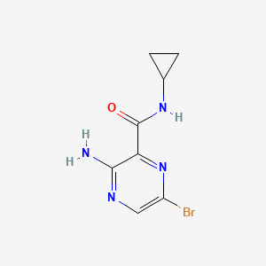 molecular formula C8H9BrN4O B8201301 3-Amino-6-bromo-N-cyclopropylpyrazine-2-carboxamide 