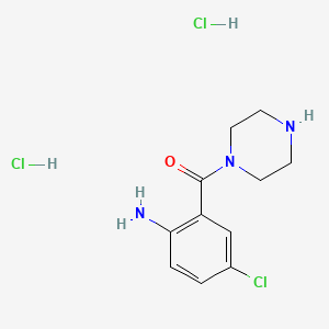 molecular formula C11H16Cl3N3O B8201306 (2-Amino-5-chlorophenyl)(piperazin-1-yl)methanone dihydrochloride 