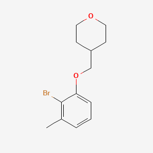 molecular formula C13H17BrO2 B8201381 4-((2-Bromo-3-methylphenoxy)methyl)tetrahydro-2H-pyran 