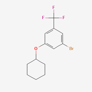 molecular formula C13H14BrF3O B8201408 1-Bromo-3-(cyclohexyloxy)-5-(trifluoromethyl)benzene 