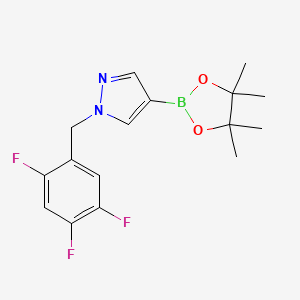 molecular formula C16H18BF3N2O2 B8201473 4-(4,4,5,5-Tetramethyl-1,3,2-dioxaborolan-2-yl)-1-(2,4,5-trifluorobenzyl)-1H-pyrazole 