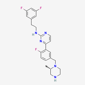 molecular formula C24H26F3N5 B8201617 N-[2-(3,5-difluorophenyl)ethyl]-4-[2-fluoro-5-[[(2S)-2-methylpiperazin-1-yl]methyl]phenyl]pyrimidin-2-amine 
