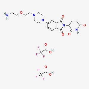 molecular formula C25H29F6N5O9 B8201640 Thalidomide-Piperazine-PEG1-NH2 (diTFA) 