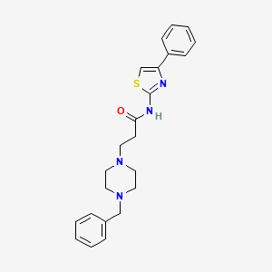 molecular formula C23H26N4OS B8201662 3-(4-苄基哌嗪-1-基)-N-(4-苯基-1,3-噻唑-2-基)丙酰胺 