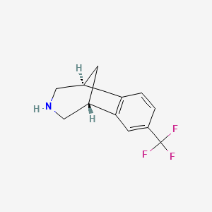 molecular formula C12H12F3N B8201757 1,5-Methano-1H-3-benzazepine, 2,3,4,5-tetrahydro-7-(trifluoromethyl)-, (1S,5R)- 