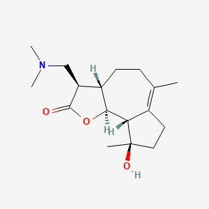 molecular formula C17H27NO3 B8201764 Azuleno(4,5-b)furan-2(3H)-one, 3-((dimethylamino)methyl)-3a,4,5,7,8,9,9a,9b-octahydro-9-hydroxy-6,9-dimethyl-, (3R,3aS,9R,9aS,9bS)- CAS No. 1403357-80-1