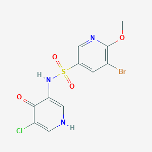 molecular formula C11H9BrClN3O4S B8201780 5-bromo-N-(5-chloro-4-hydroxypyridin-3-yl)-6-methoxypyridine-3-sulfonamide 