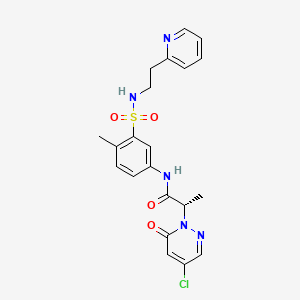 molecular formula C21H22ClN5O4S B8201785 (2S)-2-(4-chloro-6-oxopyridazin-1-yl)-N-[4-methyl-3-(2-pyridin-2-ylethylsulfamoyl)phenyl]propanamide 