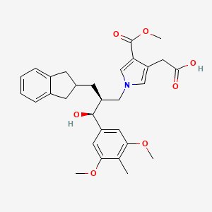 molecular formula C30H35NO7 B8201820 {1-[(2s,3s)-2-(2,3-Dihydro-1h-Inden-2-Ylmethyl)-3-(3,5-Dimethoxy-4-Methylphenyl)-3-Hydroxypropyl]-4-(Methoxycarbonyl)-1h-Pyrrol-3-Yl}acetic Acid 