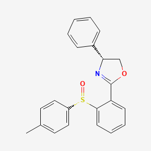 molecular formula C22H19NO2S B8201891 (4R)-2-[2-[(S)-(4-methylphenyl)sulfinyl]phenyl]-4-phenyl-4,5-dihydro-1,3-oxazole 