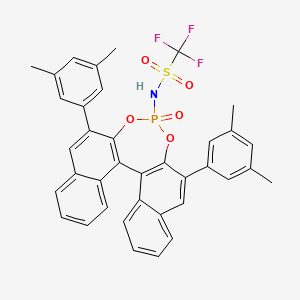 molecular formula C37H29F3NO5PS B8201900 N-((11bS)-2,6-Bis(3,5-dimethylphenyl)-4-oxidodinaphtho[2,1-d:1',2'-f][1,3,2]dioxaphosphepin-4-yl)-1,1,1-trifluoromethanesulfonamide 