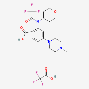 molecular formula C21H25F6N3O6 B8201934 4-(4-Methyl-1-piperazinyl)-2-[(4-tetrahydropyranyl)(2,2,2-trifluoroacetyl)amino]benzoic Acid Trifluoroacetate CAS No. 1034975-62-6