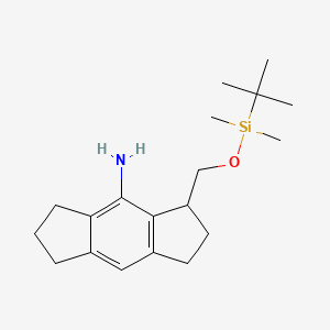 molecular formula C19H31NOSi B8201935 3-(((tert-Butyldimethylsilyl)oxy)methyl)-1,2,3,5,6,7-hexahydro-s-indacen-4-amine 