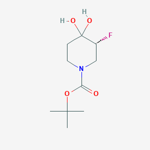 molecular formula C10H18FNO4 B8201954 tert-Butyl (R)-3-fluoro-4,4-dihydroxypiperidine-1-carboxylate 