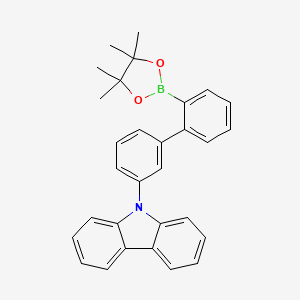 molecular formula C30H28BNO2 B8201956 9-(2'-(4,4,5,5-Tetramethyl-1,3,2-dioxaborolan-2-yl)-[1,1'-biphenyl]-3-yl)-9H-carbazole 