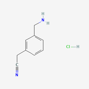 molecular formula C9H11ClN2 B8201963 2-(3-(Aminomethyl)phenyl)acetonitrile hydrochloride 