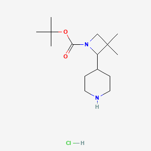 molecular formula C15H29ClN2O2 B8202011 tert-Butyl 3,3-dimethyl-2-(piperidin-4-yl)azetidine-1-carboxylate hydrochloride 