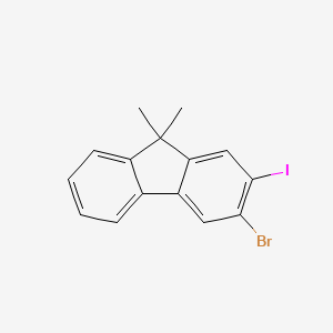 molecular formula C15H12BrI B8202071 3-Bromo-2-iodo-9,9-dimethyl-9H-fluorene 