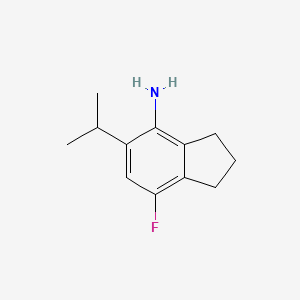 molecular formula C12H16FN B8202112 7-Fluoro-5-isopropyl-2,3-dihydro-1H-inden-4-amine 
