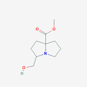 molecular formula C10H17NO3 B8202115 Methyl 3-(hydroxymethyl)hexahydro-1H-pyrrolizine-7a-carboxylate 