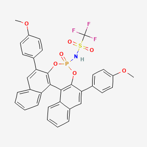 molecular formula C35H25F3NO7PS B8202149 N-((11bS)-2,6-Bis(4-methoxyphenyl)-4-oxidodinaphtho[2,1-d:1',2'-f][1,3,2]dioxaphosphepin-4-yl)-1,1,1-trifluoromethanesulfonamide 