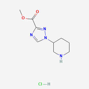 molecular formula C9H15ClN4O2 B8202160 Methyl 1-piperidin-3-yl-1,2,4-triazole-3-carboxylate;hydrochloride 