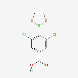 molecular formula C9H7BCl2O4 B8202194 3,5-Dichloro-4-(1,3,2-dioxaborolan-2-yl)benzoic acid 