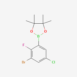 molecular formula C12H14BBrClFO2 B8202202 2-(3-Bromo-5-chloro-2-fluoro-phenyl)-4,4,5,5-tetramethyl-1,3,2-dioxaborolane 