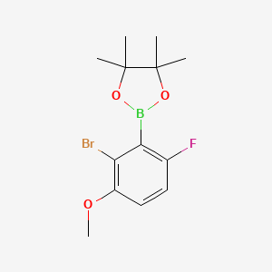 molecular formula C13H17BBrFO3 B8202222 2-(2-Bromo-6-fluoro-3-methoxyphenyl)-4,4,5,5-tetramethyl-1,3,2-dioxaborolane 