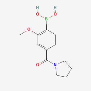 molecular formula C12H16BNO4 B8202265 4-(Pyrrolidine-1-carbonyl)-2-methoxyphenylboronic acid 