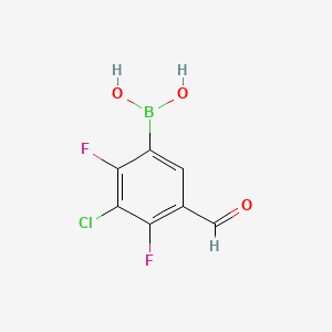 molecular formula C7H4BClF2O3 B8202270 (3-Chloro-2,4-difluoro-5-formylphenyl)boronic acid 