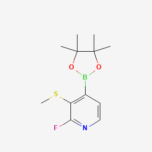 molecular formula C12H17BFNO2S B8202307 2-Fluoro-3-(methylthio)-4-(4,4,5,5-tetramethyl-1,3,2-dioxaborolan-2-yl)pyridine 