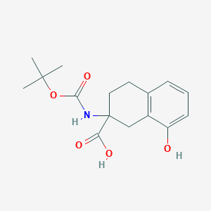 molecular formula C16H21NO5 B8202338 8-hydroxy-2-[(2-methylpropan-2-yl)oxycarbonylamino]-3,4-dihydro-1H-naphthalene-2-carboxylic acid 