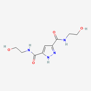 molecular formula C9H14N4O4 B8202471 3-N,5-N-bis(2-hydroxyethyl)-1H-pyrazole-3,5-dicarboxamide 