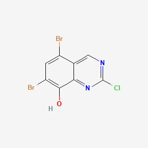 molecular formula C8H3Br2ClN2O B8202506 5,7-Dibromo-2-chloroquinazolin-8-OL 