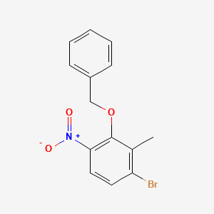 molecular formula C14H12BrNO3 B8202590 1-Bromo-2-methyl-4-nitro-3-phenylmethoxybenzene 