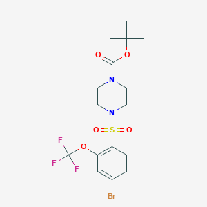 molecular formula C16H20BrF3N2O5S B8202760 4-(4-Bromo-2-trifluoromethoxy-benzenesulfonyl)-piperazine-1-carboxylic acid tert-butyl ester 