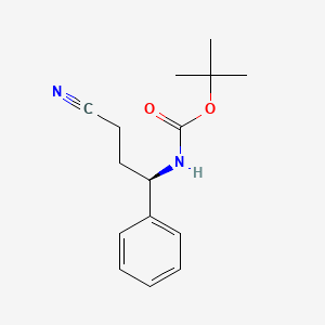 molecular formula C15H20N2O2 B8202902 tert-butyl N-[(1R)-3-cyano-1-phenylpropyl]carbamate 