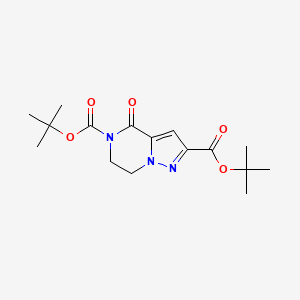 molecular formula C16H23N3O5 B8202930 Ditert-butyl 4-oxo-6,7-dihydropyrazolo[1,5-a]pyrazine-2,5-dicarboxylate 