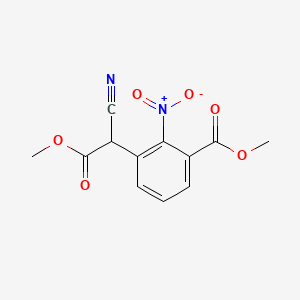 molecular formula C12H10N2O6 B8202932 Methyl 3-(1-cyano-2-methoxy-2-oxoethyl)-2-nitrobenzoate 