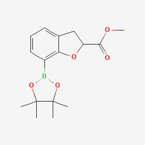 molecular formula C16H21BO5 B8202973 Methyl 7-(4,4,5,5-tetramethyl-1,3,2-dioxaborolan-2-yl)-2,3-dihydro-1-benzofuran-2-carboxylate 